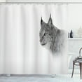 thumbnail image 1 of Ambesonne Hunting Shower Curtain, Wild Lynx Norway, 69"Wx84"L, Grey White, 1 of 3