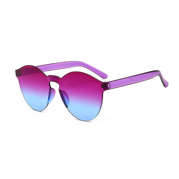 3@#Outdoor Motorcycle Fashion Sunglasses Round Candy Lens Frameless Sunglasses Men and Women European and American Trend Glasses18 He Qiyong unisex