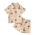 thumbnail image 3 of ANINEO Boys Summer Casual Outfit Sets Short Sleeve Shirt With Patchwork Print Shorts Beach Style Two Piece For Toddler Fashionable Child Clothing Sets, 3 of 9