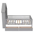 thumbnail image 5 of Twin Size Platform Bed with 2 Drawers, Solid Wood Platform Bed Frame with Fence Guardrails and House-shaped Headboard Bookshelves for Teens Boys and Girls,Gray, 5 of 7