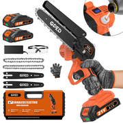 Mini Chainsaw Cordless 6 inch with 2 Battery, Mini Power Chain Saw with Security Lock, Electric Chainsaw, Handheld Small Chainsaw for Tree Trimming Wood Cutting (2 Mini Chainsaw + 2 Guide Plate)