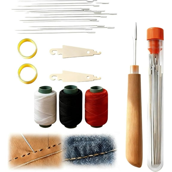 34PCS 2026 Big Eye Steel Sewing Needles Kit, 2026 New Stainless Steel Sewing Needle for Hand Sewing,Big Eye Steel Needles Set - Long & Thin Handmade Quilting & Sewing Needles Kit for DIY Sewing