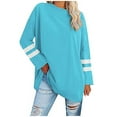 thumbnail image 1 of Women Exquisite Comfortable Nice Round Collar Solid Color Long Sleeve Polyester Blouse(Sky Blue,L), 1 of 5