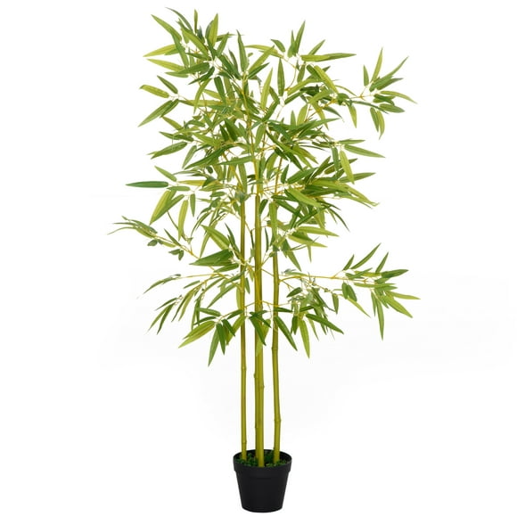 Outsunny 4' Artificial Bamboo Tree Fake Plant Indoor Outdoor Decoration