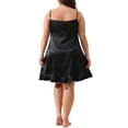 thumbnail image 4 of DARING DIVA Women's Plus Size Satin Lace Ruffle Trim Lightweight Nightgown 4X Black, 4 of 6
