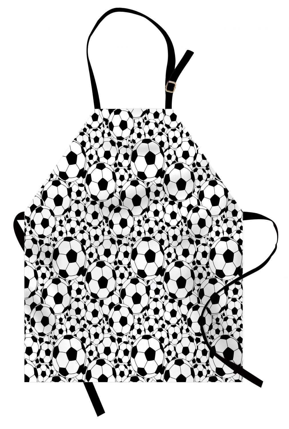 Soccer Apron Monochrome Design Pattern of Classical Football Balls Kids
