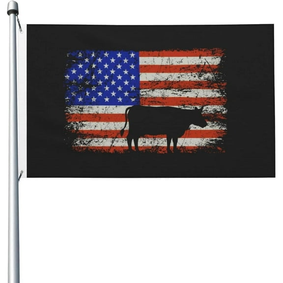 4Th of July Vintage Merica Cow American Garden Flag 3x5 Ft Decor Outdoor Banner Sign Party Parade Breeze Home Fade Proof Flags