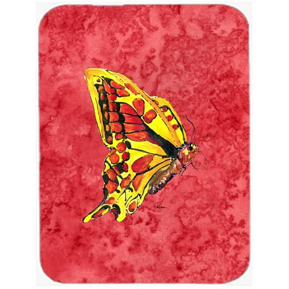 Butterfly On Red Glass Cutting Board - Large