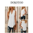 Dokotoo Womens White Tank Tops Flowy Lace Trim Shirts Summer Tops V Neck Tank Tops Summer Casual