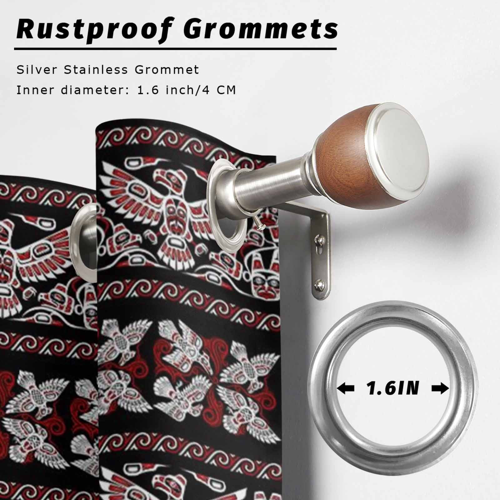 Ethnic Tribal Style Outdoor Curtains for Patio, Bird Geometric Boho Red Black Rustic Sunshade Privacy Drapes Grommet Waterproof Outside Curtains for Porch/Cabana/Balcony 54"x 108", 1 Panel