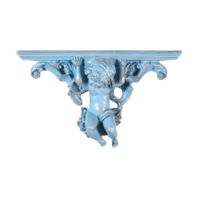 DOLITY Wall Mounted Floating Shelves Ornate Shelves for Bathroom Entryway Kitchen Decor Blue