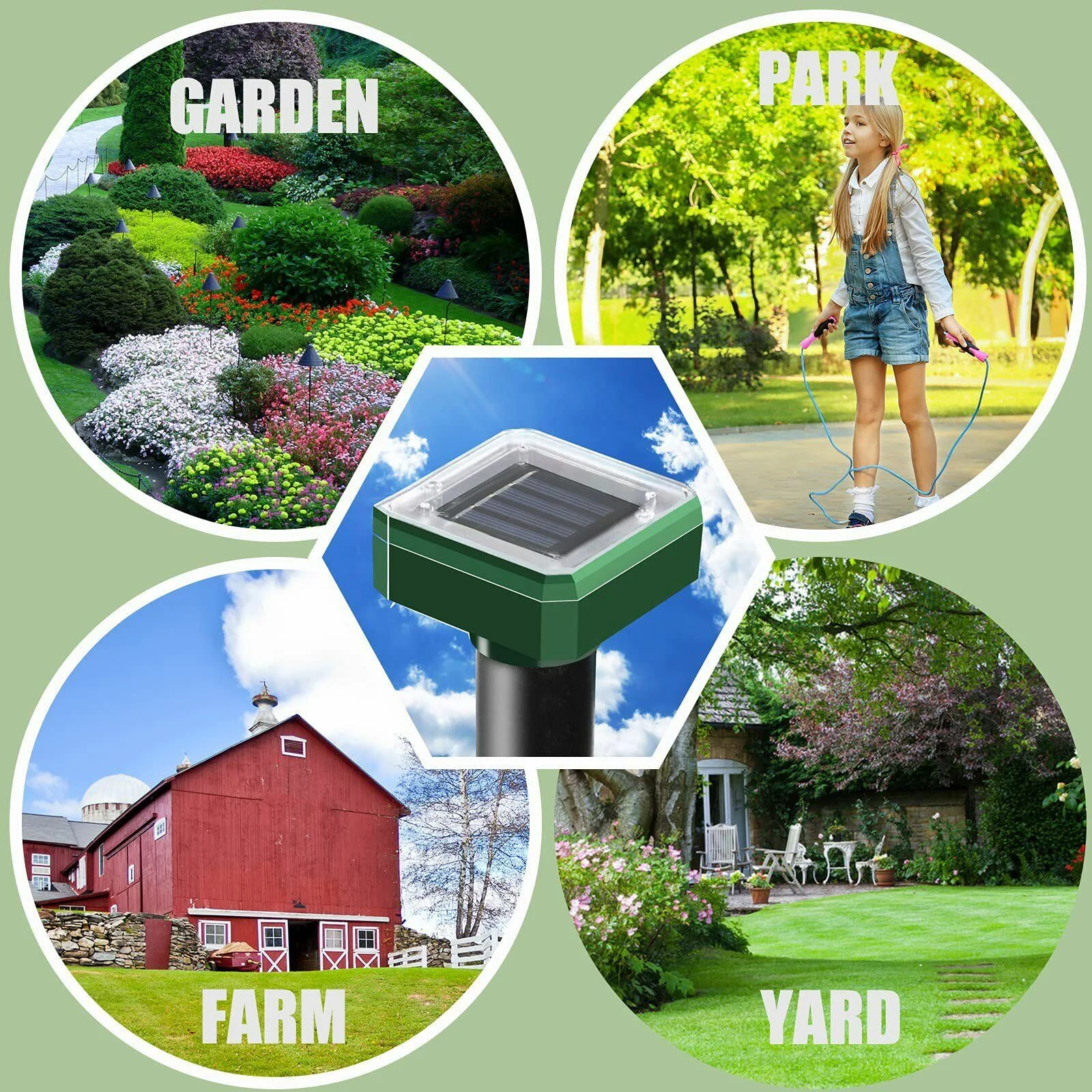 Mole Repellent Solar Powered,8 Pack Vole Repellent Outdoor Ultrasonic Powered Groundhog Deterrent Snakes Pest Rodent Sonic Vibration Stake for Lawn Garden