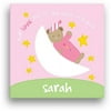 Sandra Magsamen Personalized Moon Bear Canvas Wall Art, 12" x 12", Pink