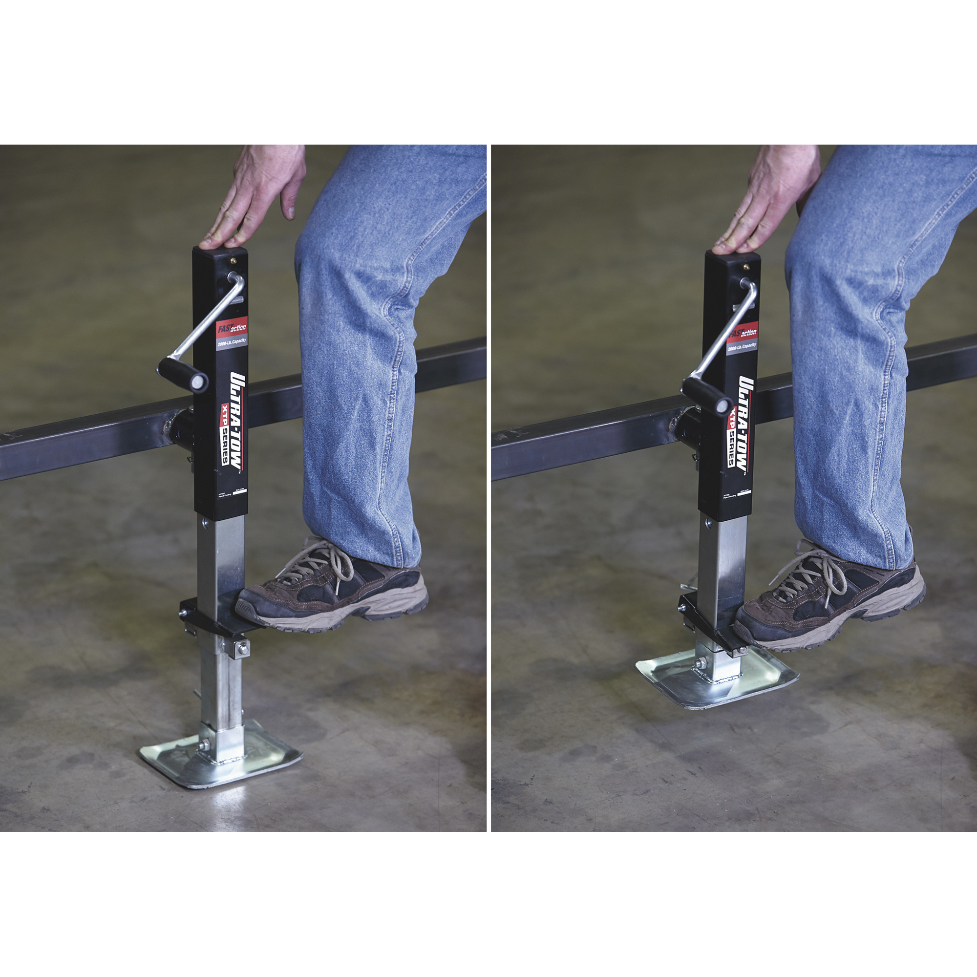 Ultra-Tow XTP Fast-Action Square Tube Trailer Jack, 2000-Lb., Sidewind, Tube Mount, Weld-On