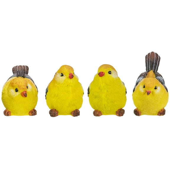 Tii Collections Set of 4 Medium Goldfinch Bird Figurines 4"
