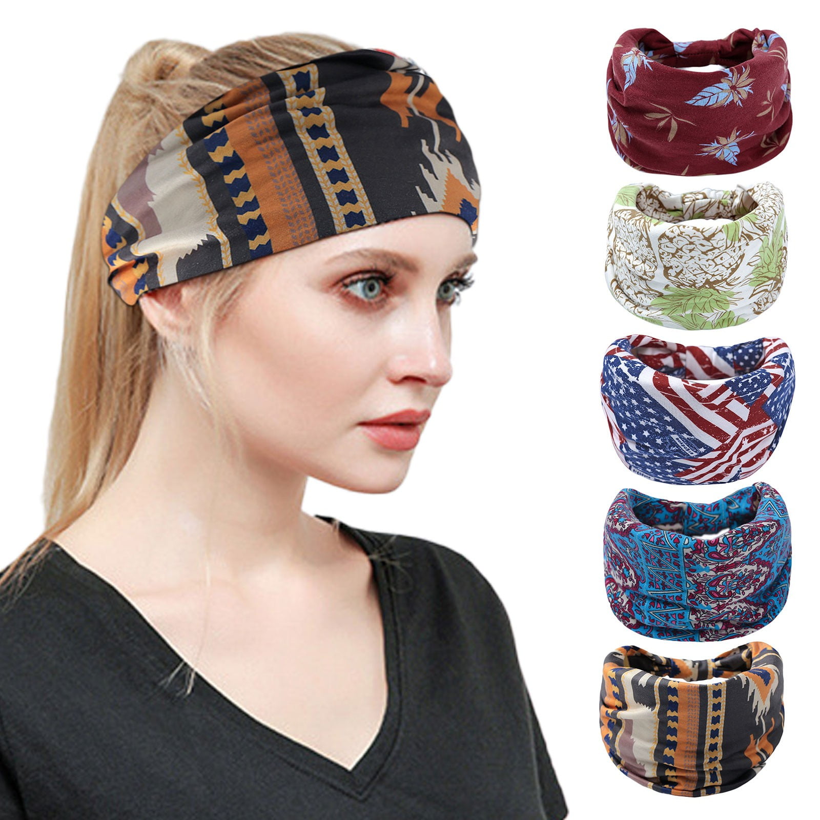 Unisex Running Headband Sweat-Absorbent Anti-slip Yoga Sports Turban Hairband 