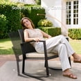 thumbnail image 6 of Outdoor Bistro Chair Set - 3 Piece Motion Rocker with Extra-Wide Seat, Reinforced Steel Frame, All-Weather Handwoven Wicker for Porch, Garden, Balcony,Beige, 6 of 9