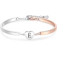 thumbnail image 1 of LAICAIW Rose Gold Heart Initial Letter Bracelets Engraved Alphabet 26 Letters Charms Cuff Bracelet Stainless Steel Expandable Personalized Name Jewelry, 1 of 6