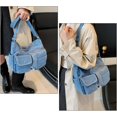 thumbnail image 2 of Sunyuer Washed Denim Crossbody Bag for Women, Large Capacity Multi Pocket Casual Shoulder Handbag, Vintage Adjustable Strap Messenger Purse, Trendy Daily Hobo Bag, 2 of 7