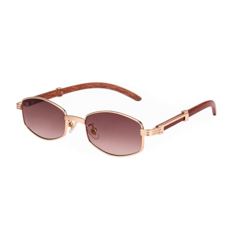 Vintage Retro Polygon Brown Tint Lens Fashion Popular Gold  display picture 3