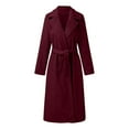 thumbnail image 6 of VINUSLI Women's 2025 Wool Blend Trench Elegant Notch Collar Jackets Mid Long Warm Pea Coats Dressy Casual Double Breasted Overcoat with Pockets Wine,M, 6 of 7