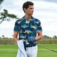 thumbnail image 3 of Balery Cartoon Surfer Sharks Camisa Polo de Hombre con Estampado, de Manga Corta y Tejido Medio, Camisa Tipo Golf Polo-X-Large, 3 of 6