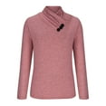 thumbnail image 4 of Scyoekwg Women Long Sleeve Tops Crew Neck Button Tunic Tops Loose Dressy Casual Blouses Trendy Solid Color Fall Tops Long Sleeve T Shirts Lightweight Women Blouses Pullover (Pink,M), 4 of 6