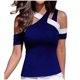 thumbnail image 2 of Puntoco Mujer Moda Casual Hombro Manga Corta Color Sólido Camiseta Top Blusa Puntoco Puntoco-8414, 2 of 5