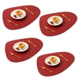 thumbnail image 1 of Juego de 4 manteles individuales de cuero para comedor, manteles individuales lavables y lavables. Tapetes fáciles de limpiar para cocina, patio, interior/exterior, color rojo, 1 of 5