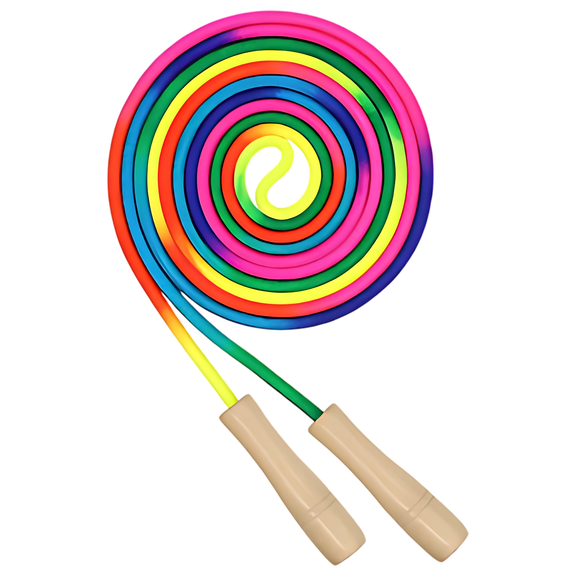 4 Pcs Jump Rope for Youngsters with Wooden Handle, 9.2 ft / 2.8 m Rainbow Jump Rope Set, Adjustable Length, Comfortable Grip, Ideal for Fitness, Sports, Exercise, School, and Outdoor Play
