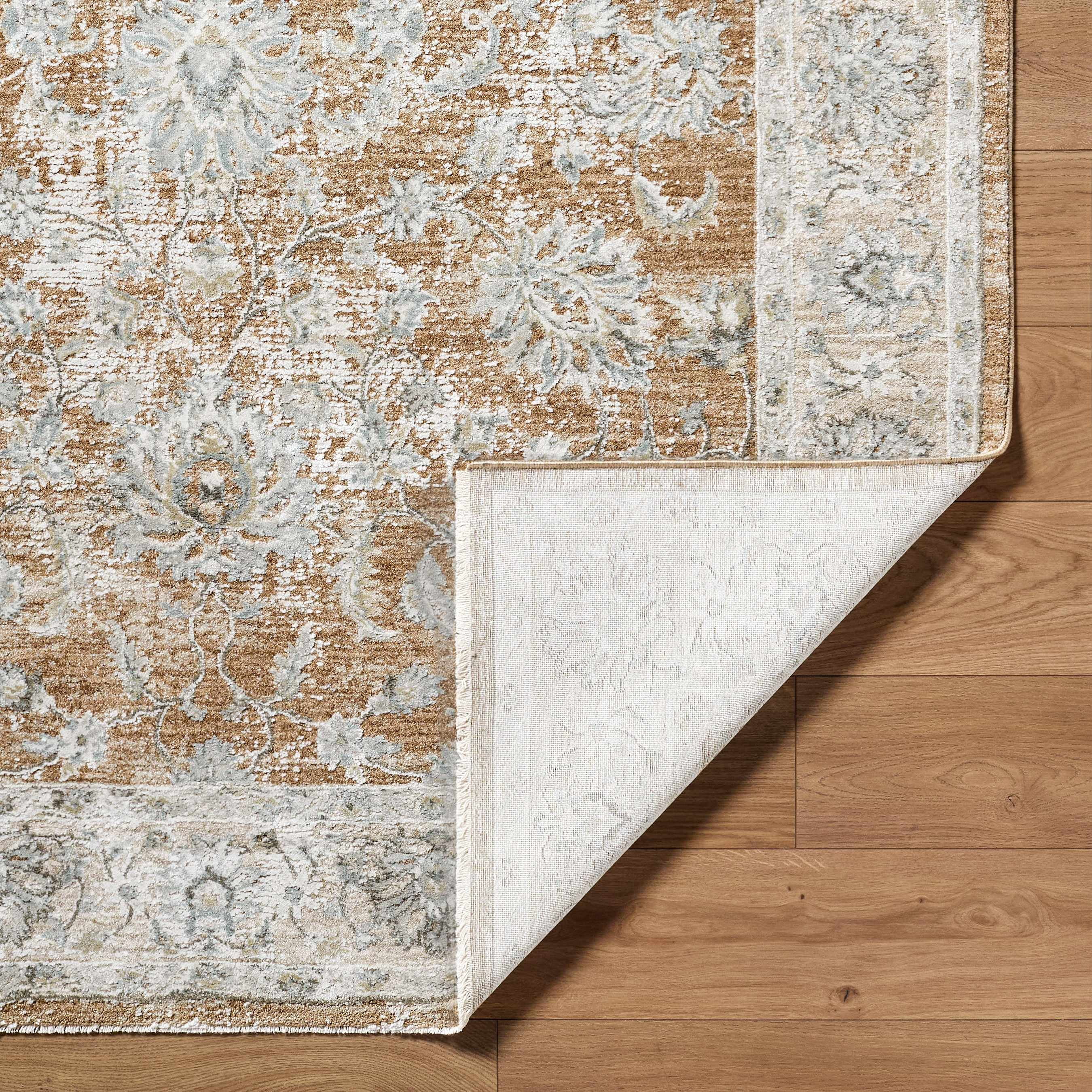 Hauteloom Claydon Living Room, Bedroom Area Rug - Bordered Oushak Style Traditional Floral - Brown, Gray - 5' x 7'5"