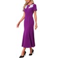 thumbnail image 4 of INSPIRE CHIC Women's Cocktail Dress Floral Embroidered Crewneck Fishtail Midi Formal Evening Dresses S Purple, 4 of 6