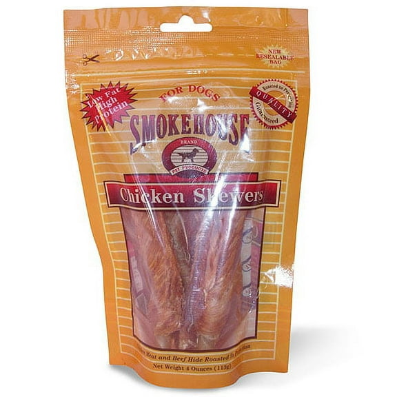 Smokehouse Aries Chicken Skewers Natural Smoked Reseal Bag Dog Treats 4 oz