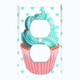 thumbnail image 2 of Metal Light Switch Plate Cover Teal Pink Cupcake Heart Wallpaper CAK031, 2 of 13