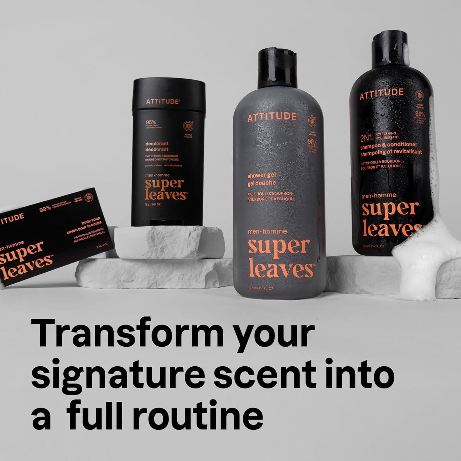 ATTITUDE super leaves 2N1 Shampoo & Conditioner Nourishing, Patchouli & Bourbon, 414 mL