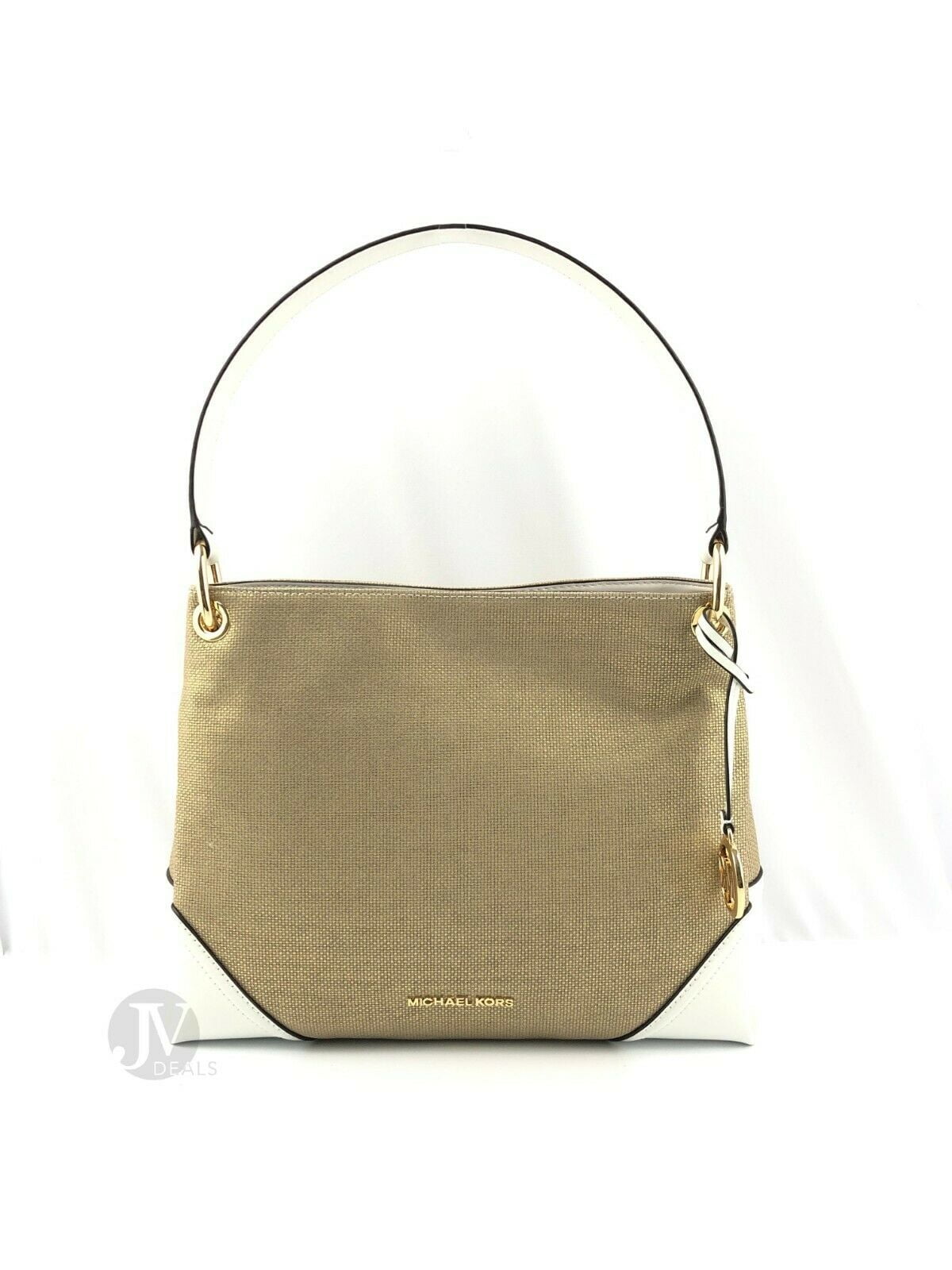 Michael Kors Nicole Medium Canvas Shoulder Tote Handbag Bag - Walmart ...