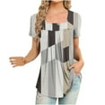 thumbnail image 2 of Hauts pour Femmes Hauts d'Été pour Femmes 2023 Mode Imprimée Décontractée Col en V Manches Courtes T-Shirt Ample Blouse Hauts Blanc L, 2 of 5