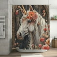 thumbnail image 5 of Disketp Vintage Floral White Horse Stall Fabric Shower Curtain Liner Waterproof - 72" x 72", Lightweight Stall Size Shower Curtain Machine Washable - 60x72, 5 of 5