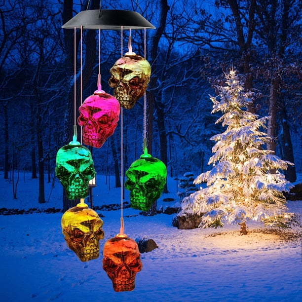 1 pieza (calavera), decoración de Pascua, regalo para mamá, regalo para esposa, regalo de cumpleaños, día de la madre, carillón de viento solar para exteriores, regalo de Navidad, regalo de pareja par