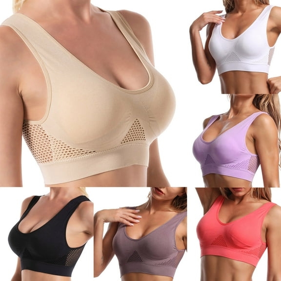 Womens Sports Bra Workout Padded Seamless Wirefree Breathable Comfort Sleep Running Yoga Push Up Bras Saving on Clearance