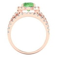 thumbnail image 4 of 1.92 ct Brilliant Round Cut Green Zircon 14k Rose Gold Halo Solitaire with Accents Engagement Bridal Wedding Ring Band Set size 9.5, 4 of 7