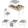 thumbnail image 1 of Qaba Lego Table with Storage for Kids, Multi-Usage Kids Table and Chair Set with Building Blocks Desktop, 2PCs Toddler Activity Furniture, for Arts & Crafts Homework, Grey, 1 of 10