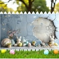 thumbnail image 6 of Spring Easter Photography Backdrops, Garden Floral Grass Rabbit Eggs Background Bunny Stand Photo Banner Tapestry Booth Props, 47"x32", 6 of 6