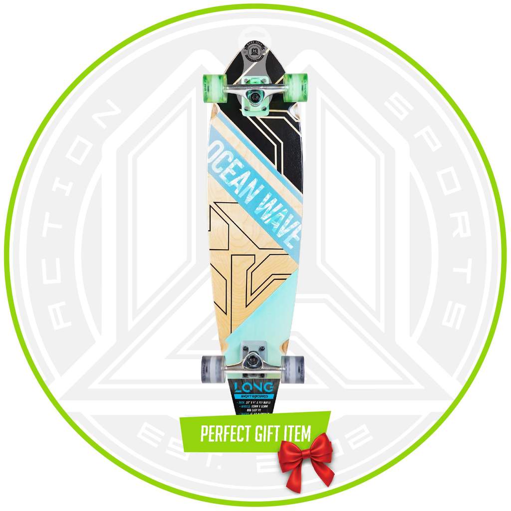 Madd Gear Complete Longboard 36 In. x 9 In. Sea Breeze, Suits Ages 5+, Max Rider Weight 220 lbs, 8 Ply Maple Deck Aluminum Trucks 62 mm Wheels ABEC-9 Bearings, Leading Action Sports Brand!