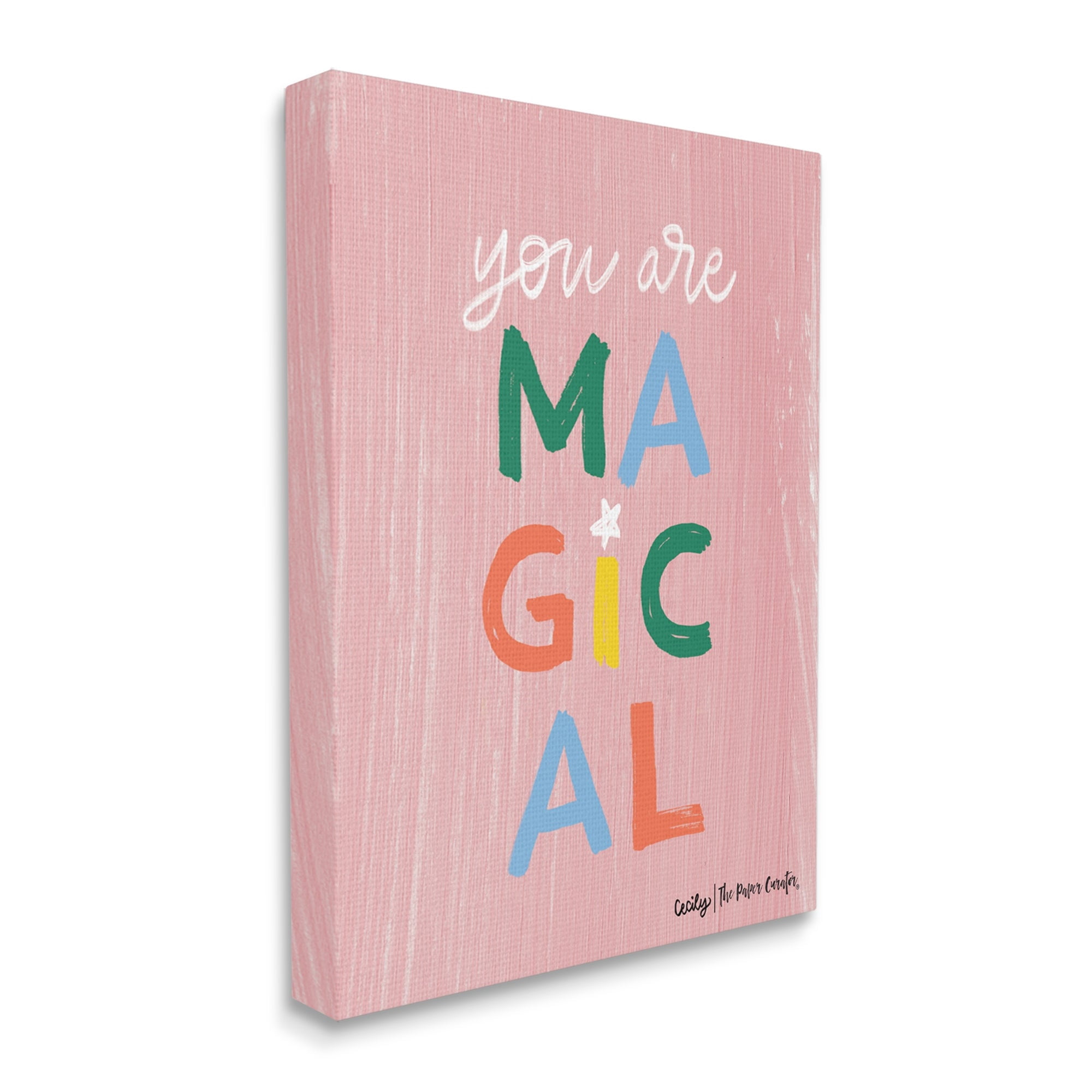 Stupell Industries You Are Magical Rainbow Letters Whimsical Paint Strokes Graphic Art Gallery Wrapped Canvas Print Wall Art, Design by Cecily Moore