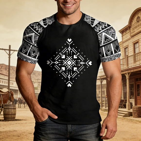 Men Streetwear Top for Everyday Casual Styling Lightweight Tee with Spring Summer Vibe and Graphic Print