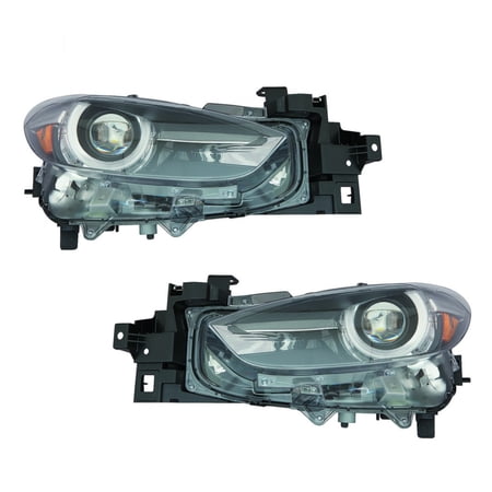 For Mazda 3 2014 15 16 17 2018 Headlight Driver and Passenger Side | Pair | LED | Clear Lens | Black/Chrome Housing | Sedan/Hatchback | CAPA | MA2502154C, MA2503154C | BBNT-510-41, BBNT-510-31