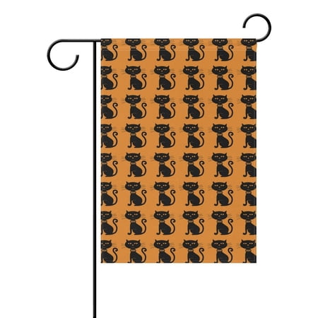 POPCreation Halloween Black Cats Pattern Polyester Garden Flag Outdoor Flag Home Party Garden Decor 12x18 inches