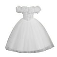 thumbnail image 1 of Robe Formelle Fille Épaules Dénudées Robe de Bal Tout-Petit Robe en Tulle Tout-Petit Robes pour Filles 6-7 Ans, 1 of 4