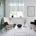 thumbnail image 4 of Aqua Grey Kitchen Curtains Small Short 39 Inch Length, Chic Garden Floral Stripe Embroidery Design Grommet Top Bedroom Living Room Curtains, Light Filtering Cafe Curtain Drapes 2 Panels Set 55''x39'', 4 of 9
